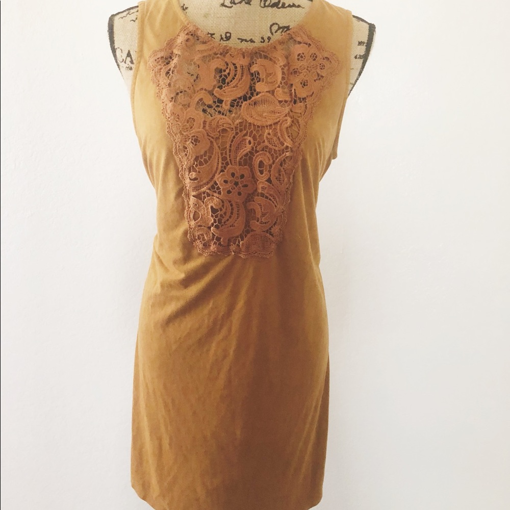 Brown dress with lace detail in front